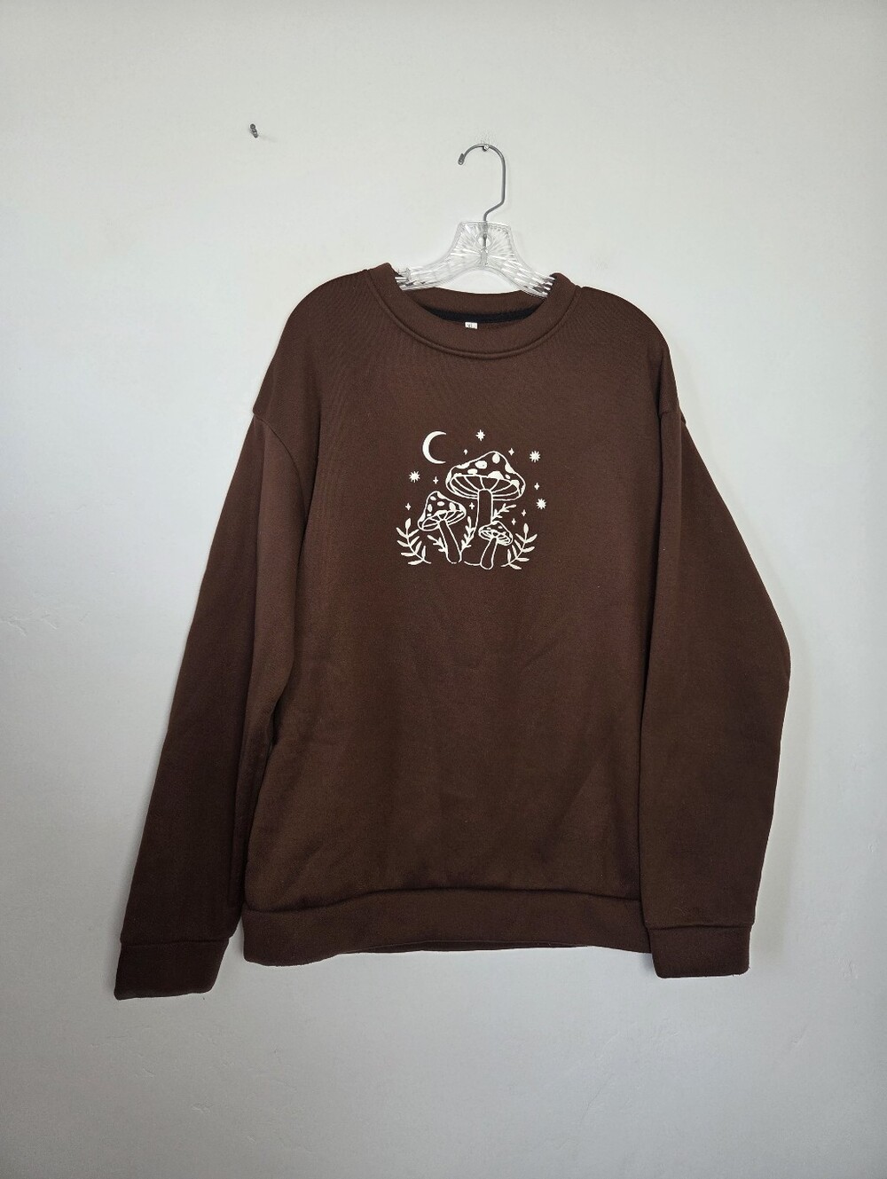 Chocolate Brown Mushroom Sweatshirt Oversized Cozy Goblincore Forest Grunge XL